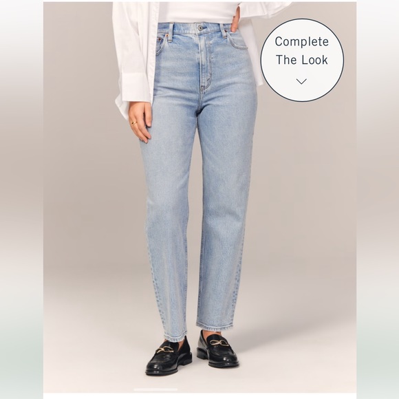 Abercrombie & Fitch Curve Love Ankle Straight Ultra High Rise Jeans Light Wash - Picture 3 of 12